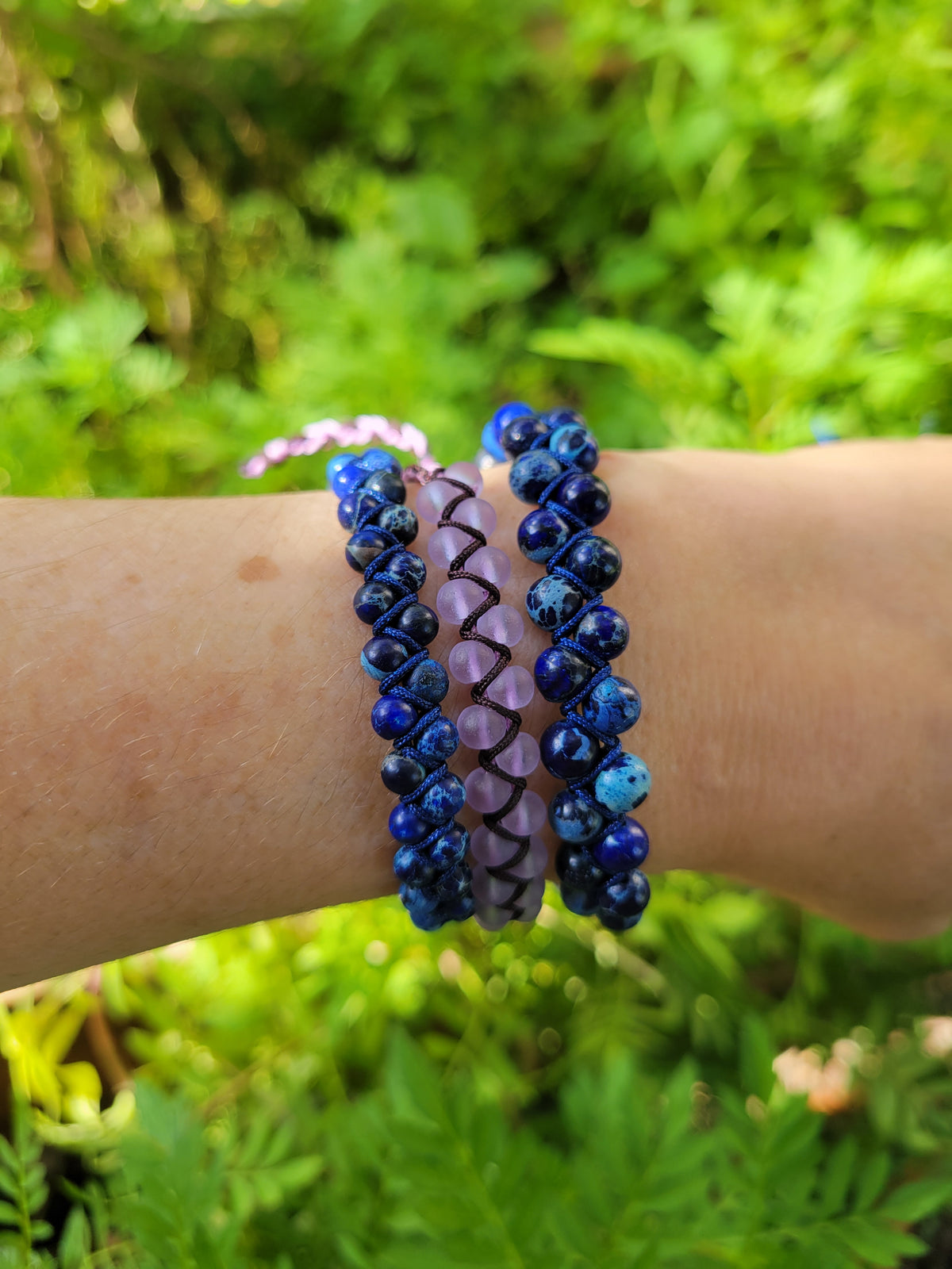 Double woven bracelet 6mm bead