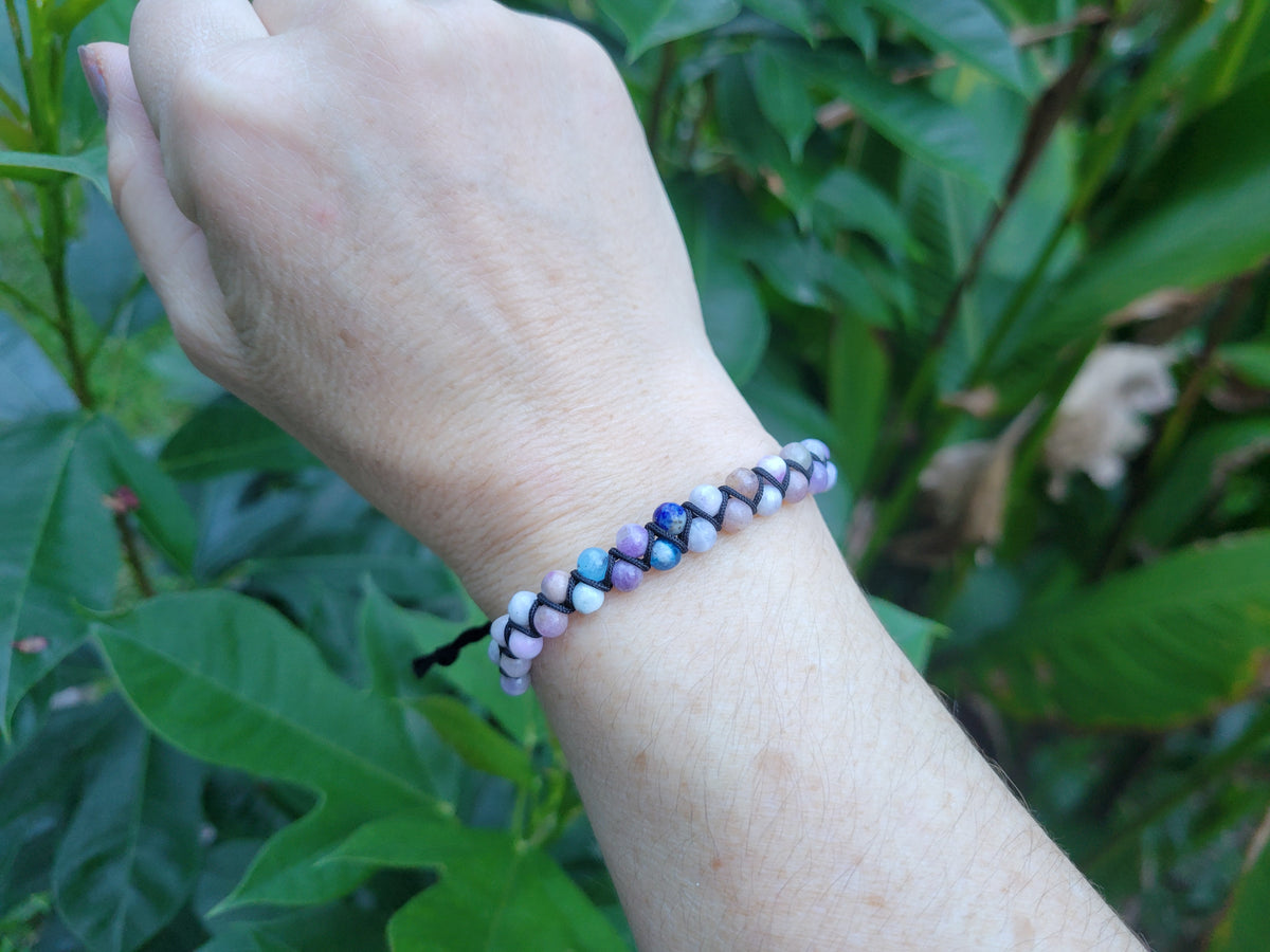 Double woven bracelet 6mm bead