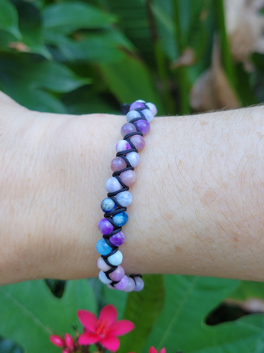 Double woven bracelet 4mm bead