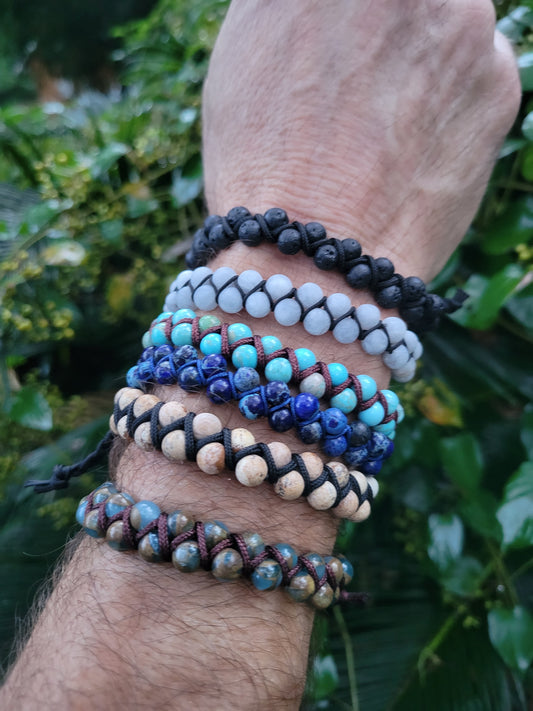 Double woven bracelet 6mm bead