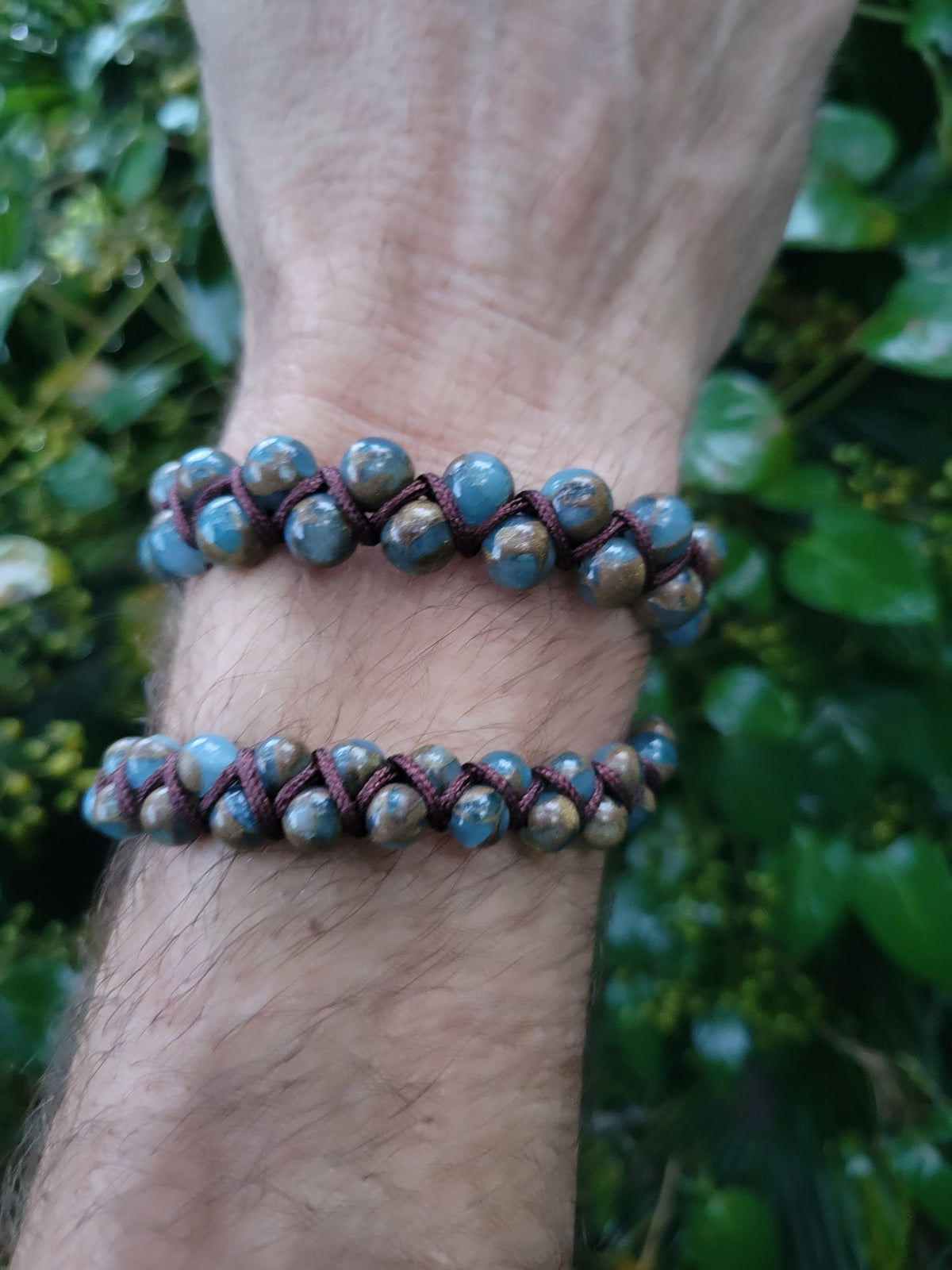 Double woven bracelet 6mm bead